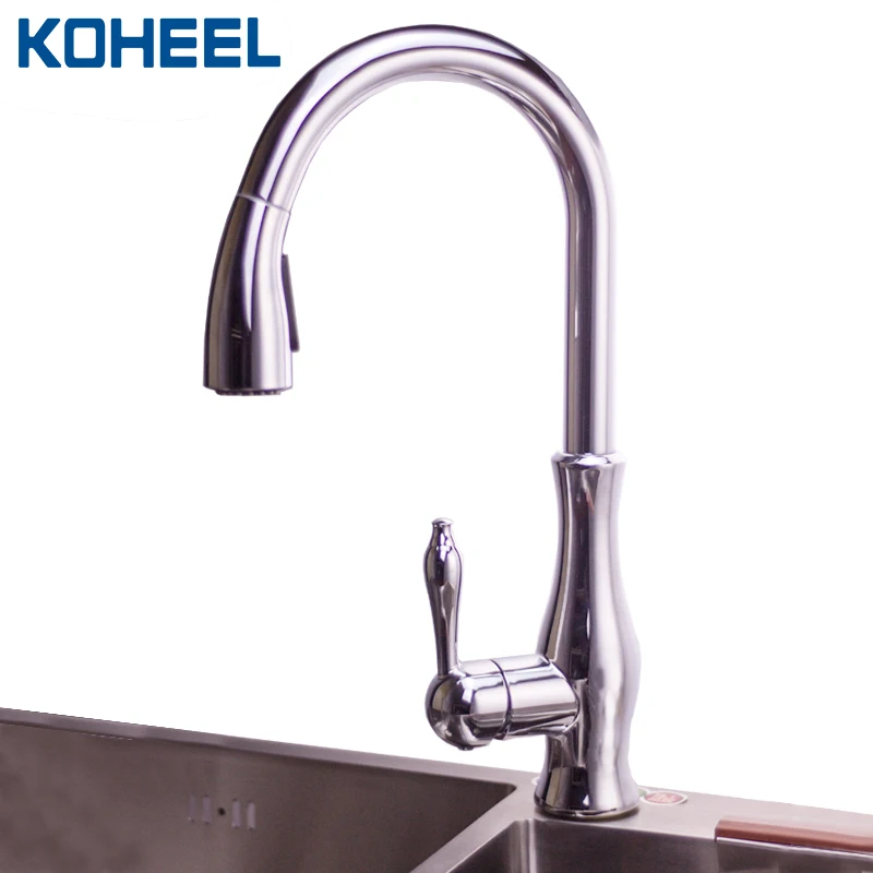 Kitchen Sink Faucet Pull Down&ampup Nickle Brush Chrome Finish Double Sprayer 360 Degree Hot&ampCold Water Tap Mixer | Обустройство