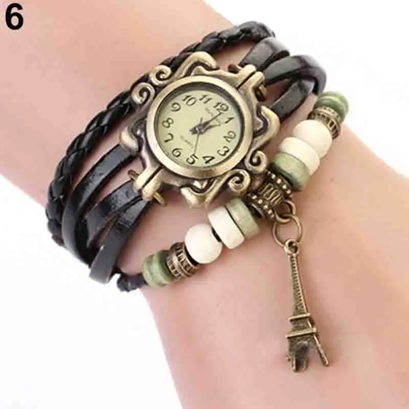 

Beautiful Girl Lady Vintage Watch Women Eiffel Tower Quartz Leather Bracelet Watches 1GOR 6T45 93Y8 reloj mujer
