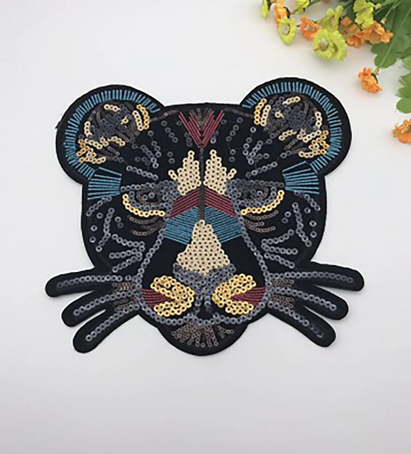

Cross border bead piece large leopard Sequin cloth patch embroidery skirt decoration hole patching Decal