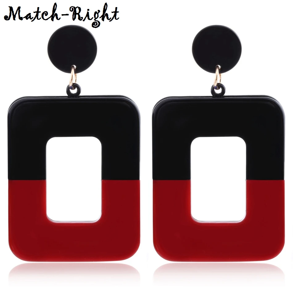 Женские серьги подвески с цветными блоками длинные висячие эффектные ювелирные