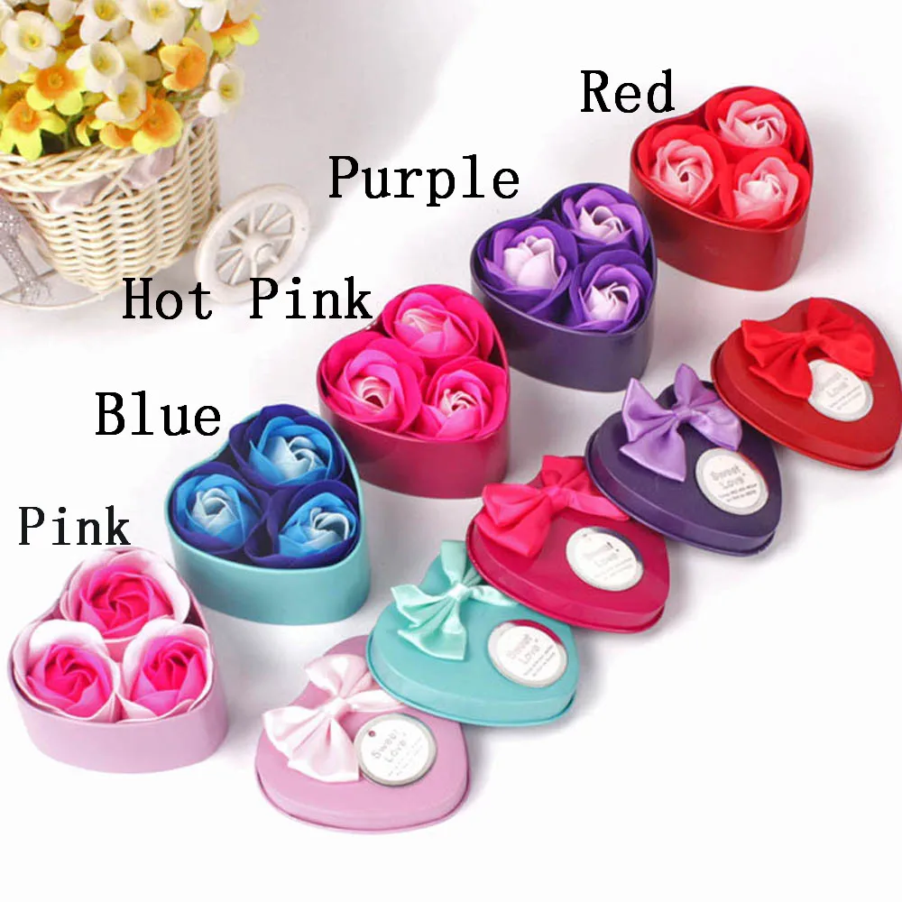 Розовое Мыло 3 шт. сердечко ароматическое для ванны тела лепестки цветок розы
