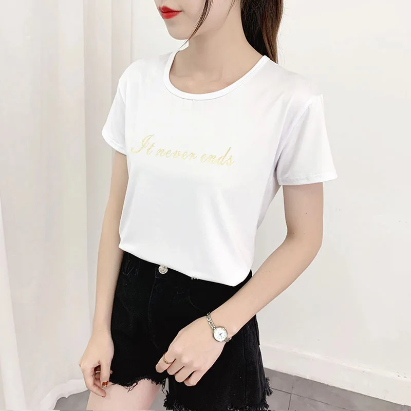 Брендовая качественная женская футболка с коротким рукавом и круглым вырезом