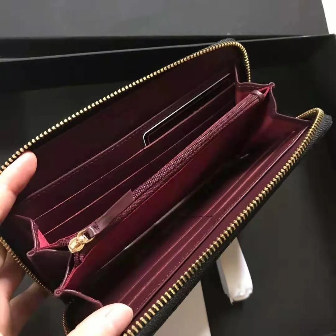 

Luxury Brand AAA Quality Leather Women Long Wallet Caviar Clutch Bag Cowhide Zipper Coin Purse Male Mobile Phone Bag Card Case