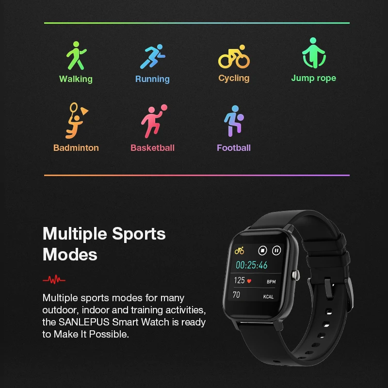 2021 SANLEPUS Smart Watch Sport монитор сердечного ритма Водонепроницаемый Фитнес браслет для