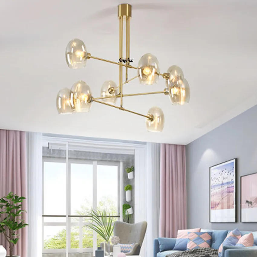 Скандинавская Ретро светодиодная стеклянная люстра комнатный светильник в