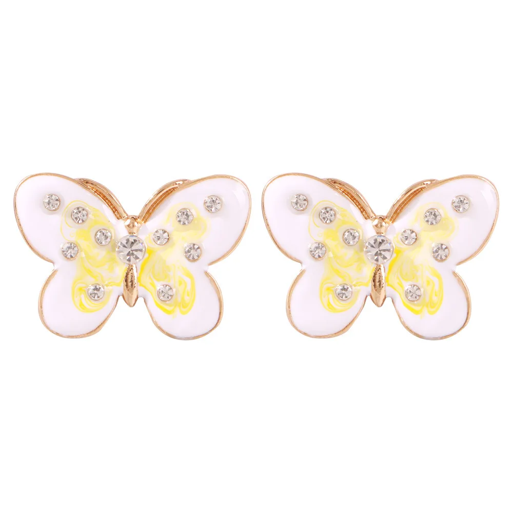 Модные цветные серьги-бабочки металлические серьги из сплава со стразами для