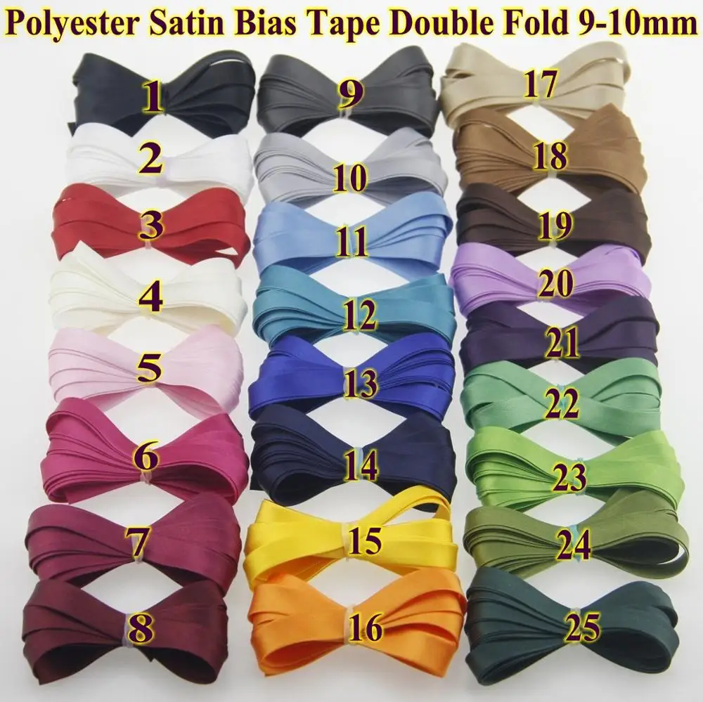 Polyester Satin Bias Tape Double Fold Size 1cm 80meter. Binding fold sewing edge material accessories DIY hand | Дом и сад