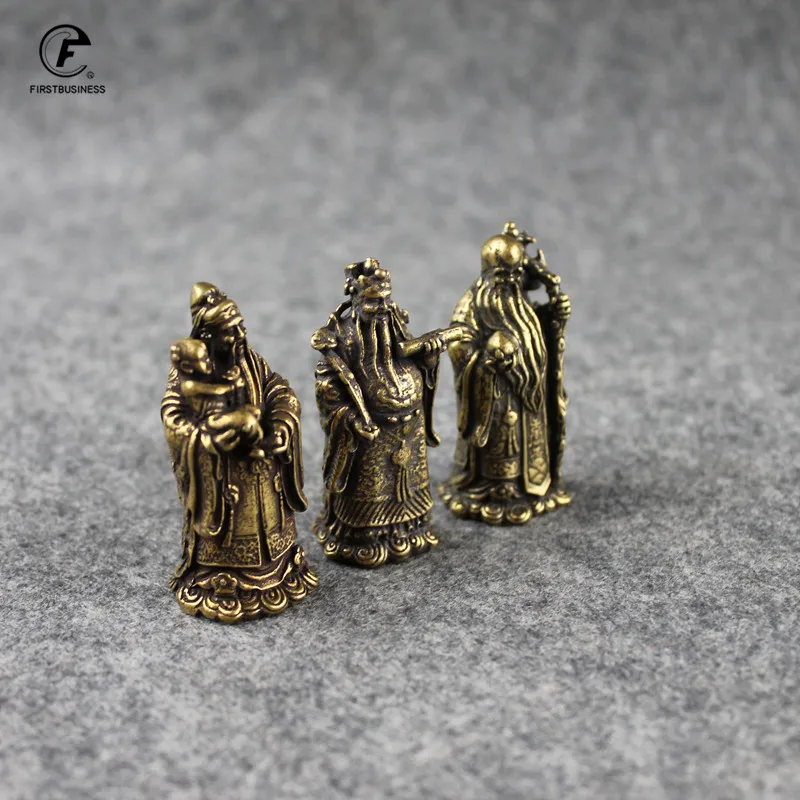 Статуэтка Будды из чистой меди Античная бронзовая статуэтка Призрака с 3 богами