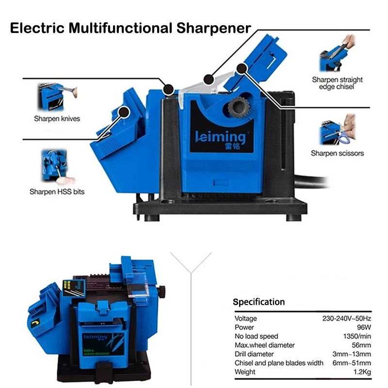 96W Multi-function Small Grinder S1D-DW01-56 Homehold Simple Grinding Drill Grinding Machine 220-240V 1350rpm 6-51m Sharpener