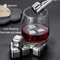 whiskey stones with tongs reusable 188 stainless steel vodka ice cube beer wine rock cooler men gift bar accessories