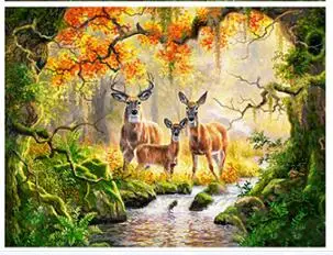 Полноразмерная Алмазная мозаика forest deers вышивка картина украшение бриллиантовое