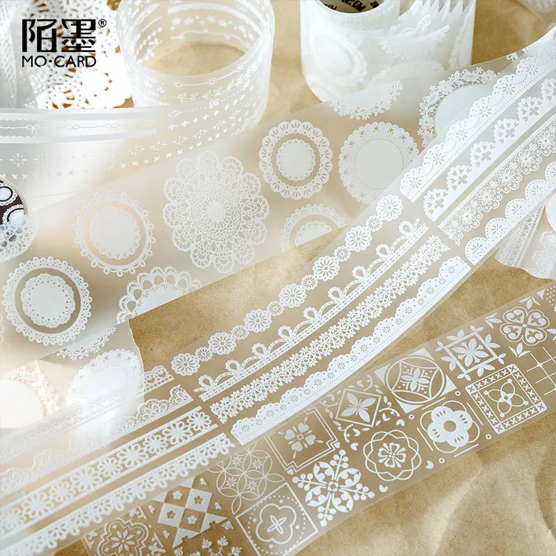 Translucent Masking Tape Retro Matte PET Plain Bullet Journal Stickers Transparent Lace Vintage Plant Scrapbooking | Канцтовары для