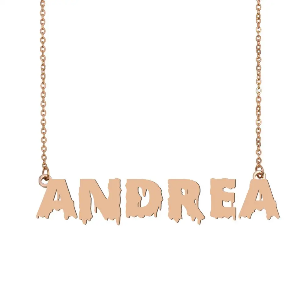 Ожерелье с надписью Andrea Name Крутое ожерелье Bloody Art для Хэллоуина и дня Санты
