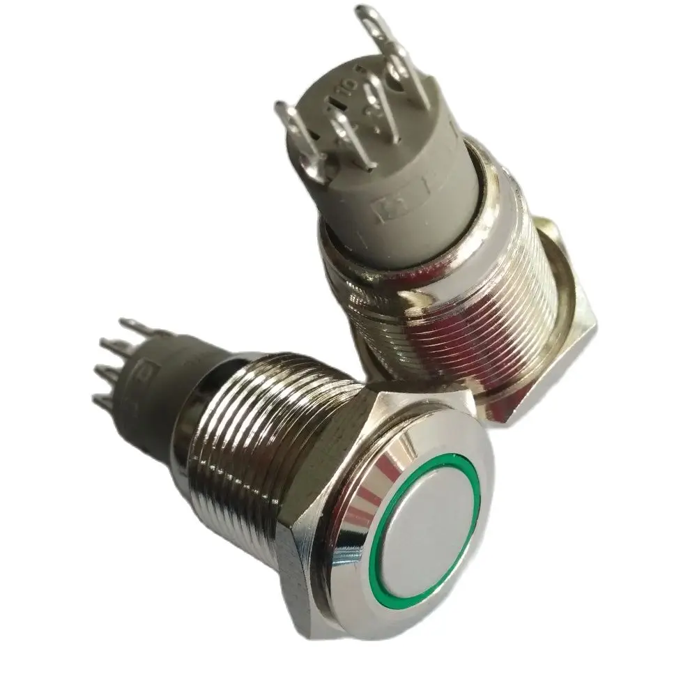 

Flat Head 12V Red Green Ring Led 16mm Momentary 1no1nc Metal Electric Switch