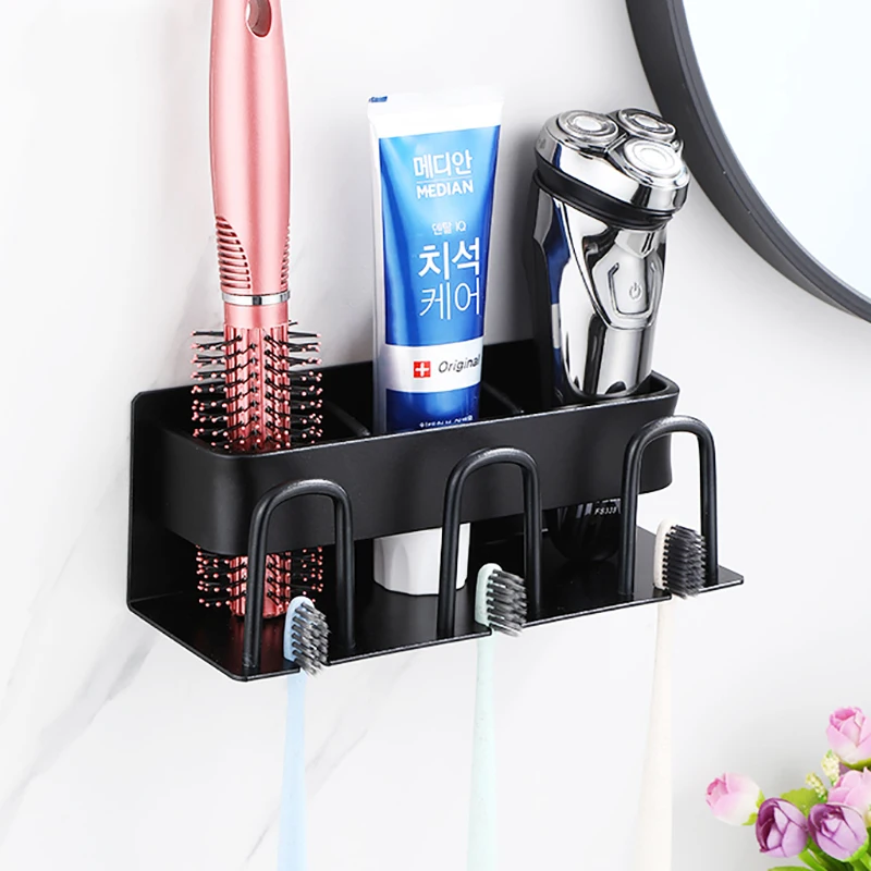 Wall Mounted Toothbrush Holder Aluminium Alloy Toothpaste Rack Bathroom Household Space Saving Accessories | Дом и сад
