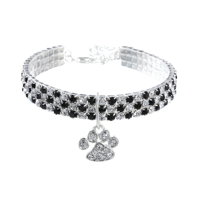 Новейший собачий ошейник в форме лапы милый воротник Перро стразы домашнее