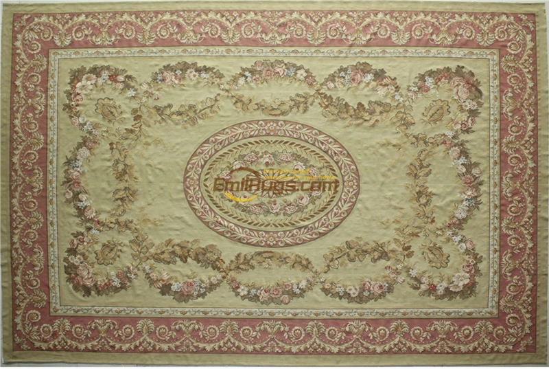 Kopen Aubusson Antieke Fijne Zijde Weefsel Elegante Bloemen Antiek Handgeknoopt Wol Aubusson Tapijt Franse Chic Wol Breien Tapijten