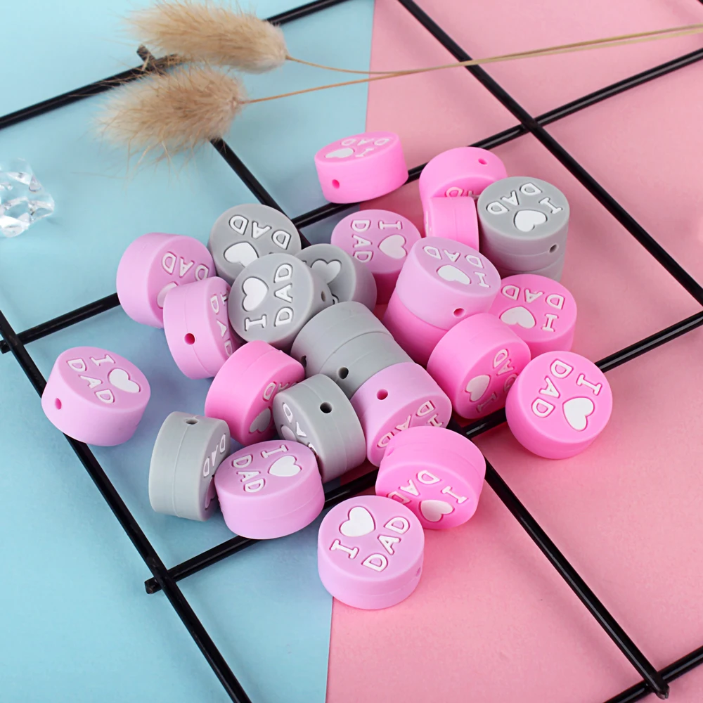 Keep& Grow 10 шт. круглые силиконовые бусы I love Mom Dad грызунок ожерелье бусы DIY Perle Slicone Dentition Kralen игрушки