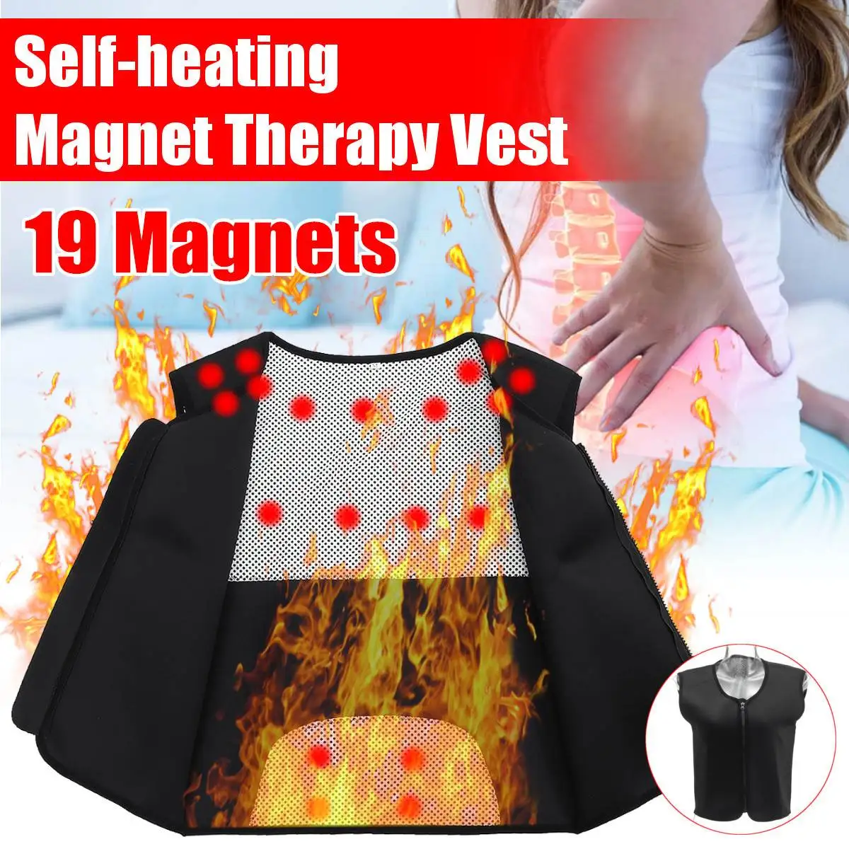 

Tourmaline Self-heating Magnet Therapy Vest Heated Magnetic Waistcoat Thermal Back Protection Support M L XL