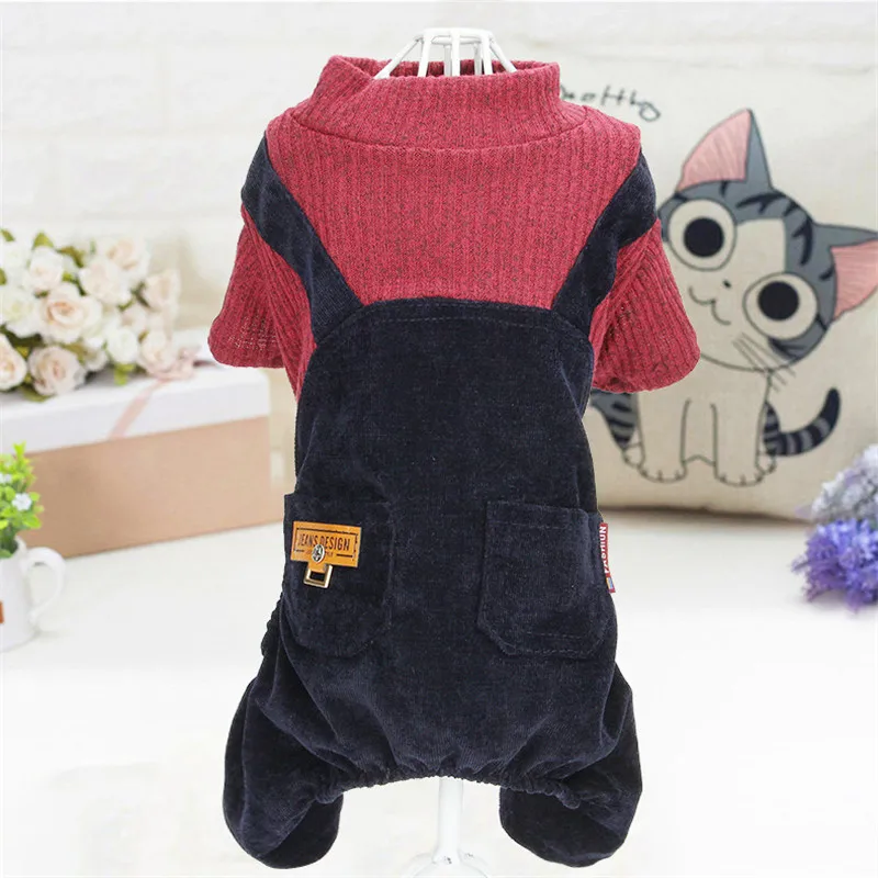 Одежда для собак весенне осенний комбинезон животных щенка кота красно темно