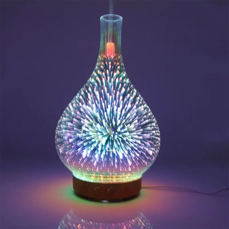 

Essential Oil Diffuser Aromatherapy Diffusers for therapeutic Oils - Ultrasonic 3D Glass Vase Cover & LED Light Display N58D