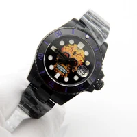 40mm fashion skull dial luminous markers nh35a movement watch sapphire mirror black stainless steel case mens automatic mechani