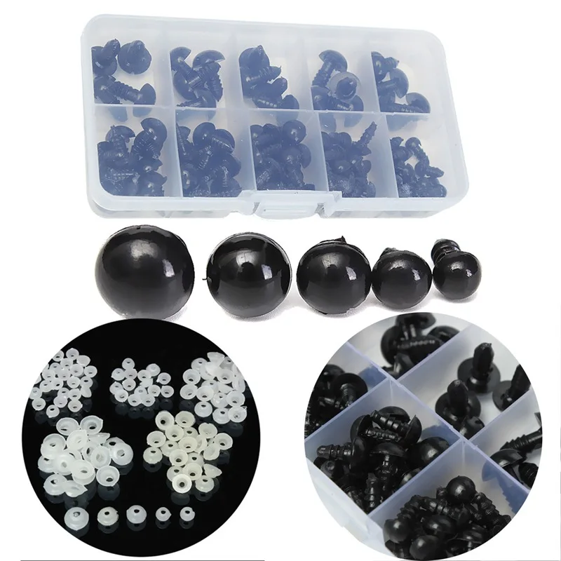 100 шт. 6-12 мм черные пластиковые глаза безопасности для Мишки Тедди мягкая игрушка