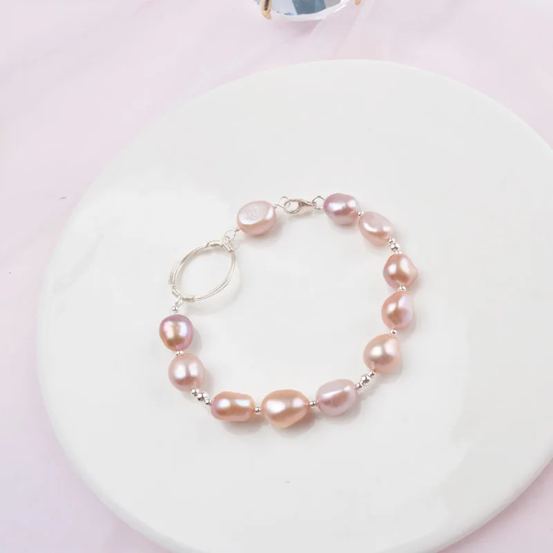 Женский браслет из серебра 925 пробы с натуральным пресноводным жемчугом |