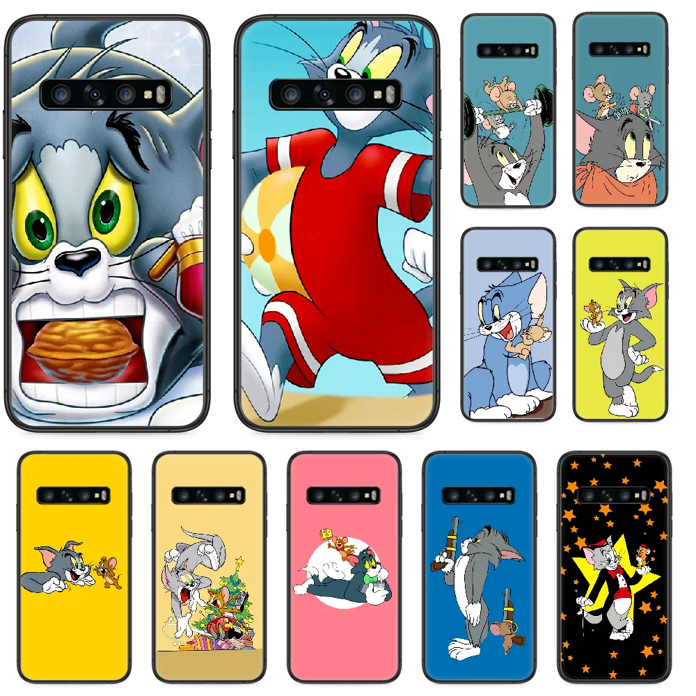 

Cute Cat Tomm funny Jerrying Phone case For Samsung Galaxy Note S 8 9 10 20 Plus E Lite Uitra black funda trend coque fashion
