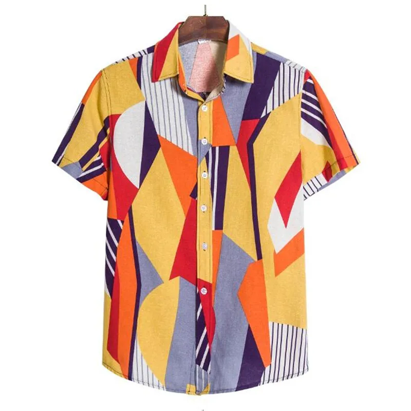 

2021 Summer Men Printed Loose Short Sleeve Casual Buttons Shirt Hawaiian Shirt Camisa Masculina Streetwear Chemise Homme
