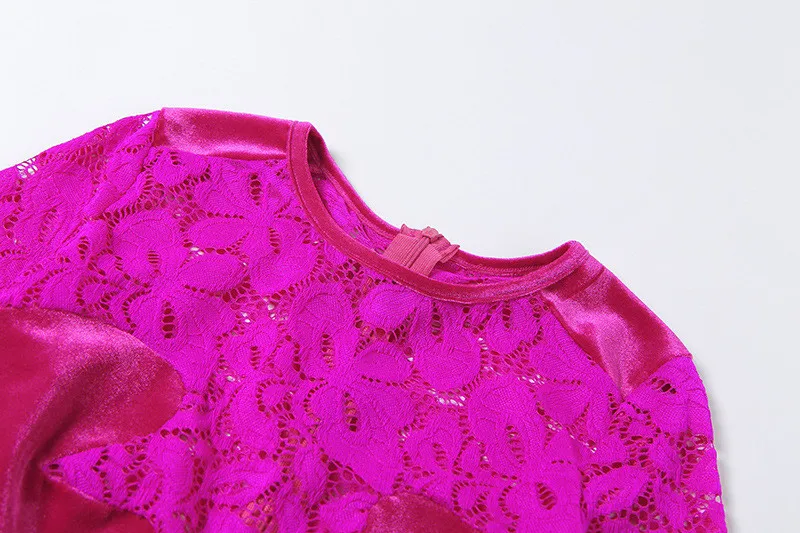 

CHRONSTYLELace See Through Sheer Jumpsuits 2021 Sexy Women Floral Velvet Patchwork Clubwear Long Sleeve Slim Bodycon Rompers