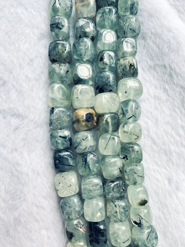 Wholesale 2strings Natural Green Prehnit e Gem Stone Polished Nugget Beads,Genuine Gem Jewelry Making Beads,15.5