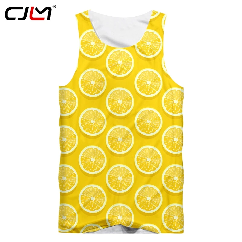 CJLM 3D Fruit lemon Yellow Men's Tank Top Printed Fresh Theme Man Unisex Large Size Casual | Мужская одежда