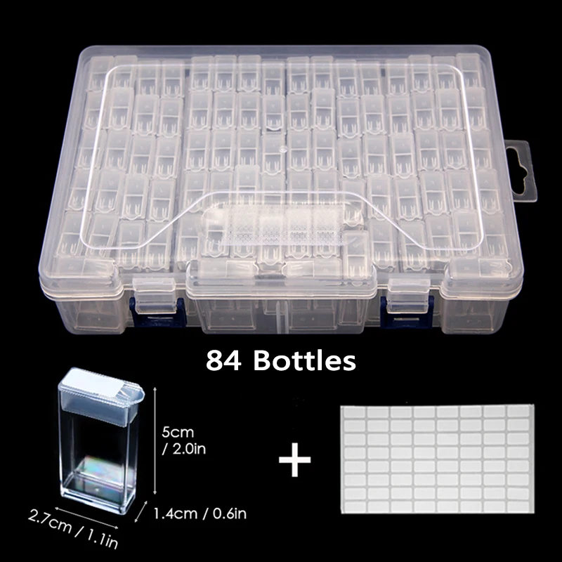 

124/84/64 Bottles Diamond Painting Tools Accessories Storage Box Beads Container Diamond Embroidery Stone Mosaic Convenience Box