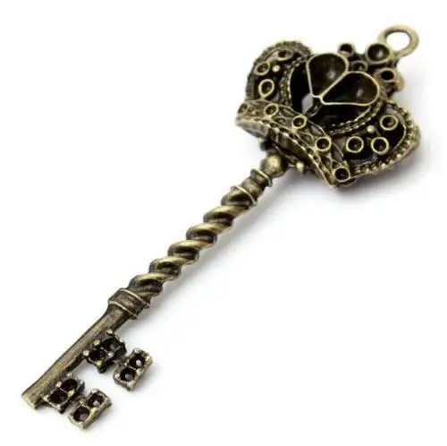 

Antique Vintage Old Look Skeleton Key Lot Crown Bow Steampunk Charm Accessory