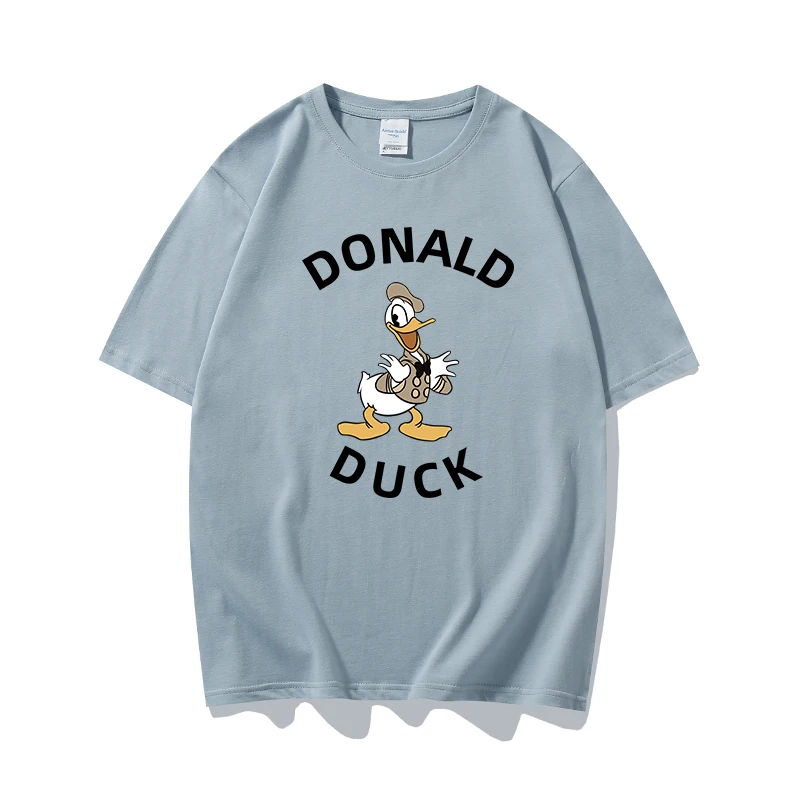 

Disney summer trendy all-match women's round neck bottom shirt in Donald Duck monogram print loose cotton short-sleeved T-shirt