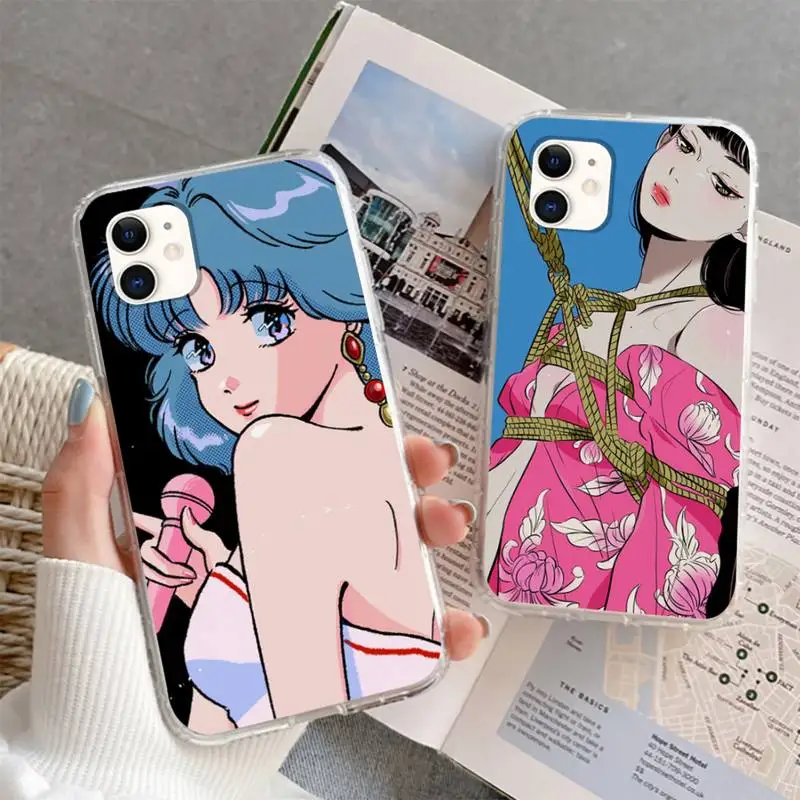 

Silicone Anime Aesthetic Girl Phone Case For iphone 5s 6 7 8 11 12 plus xsmax xr pro mini se soft Transparent Cover Fundas Coque
