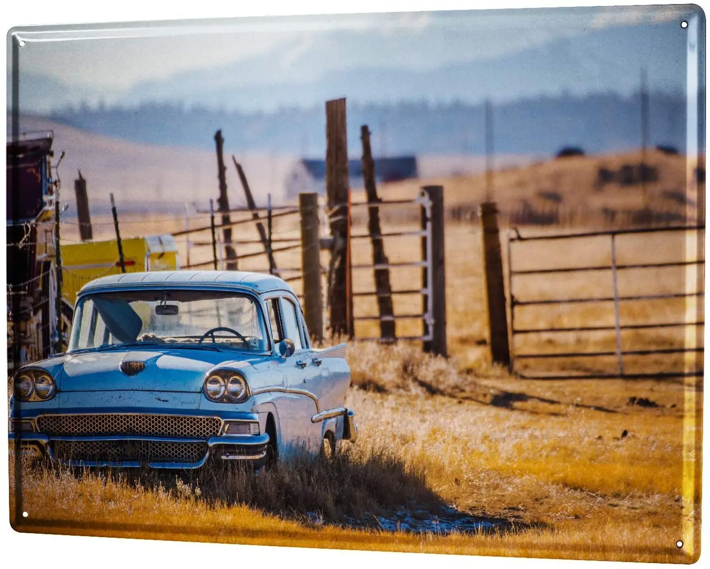 

Старый синий автомобиль Oldtimer, плакат со смешным знаком, Оловянное искусство, алюминиевое Ретро металлическое Оловянное пространство, знаки...