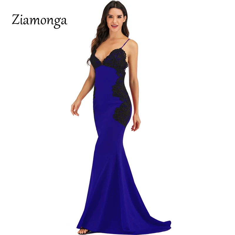 Ziamonga Vestidos вечерние нее кружевное платье для женщин Макси сексуальное с открытой