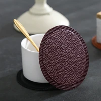 2pcs leather placemat round heat resistant non slip household pot mat coaster coffee beverage mat placemat kitchen gadgets