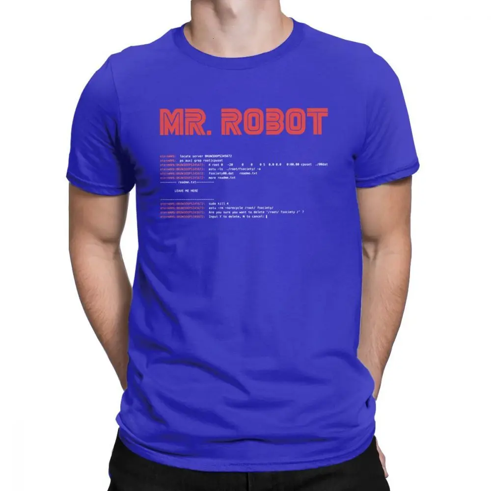 Blue One yona Cool Mr Robot футболка программист футболки разработчик футболки с кодом для мужчин вырез лодочкой хлопок короткий рукав - Цвет: Blue