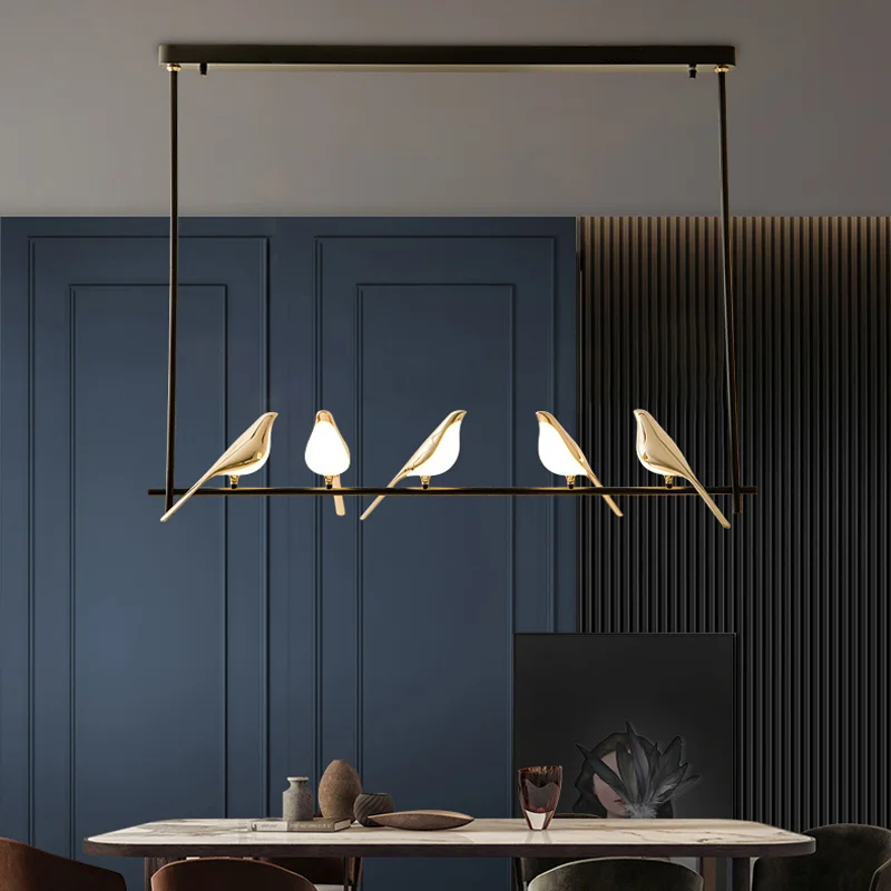 Современная длинная обеденная люстра ZuuuVny креативная с птицами для гостиной бара