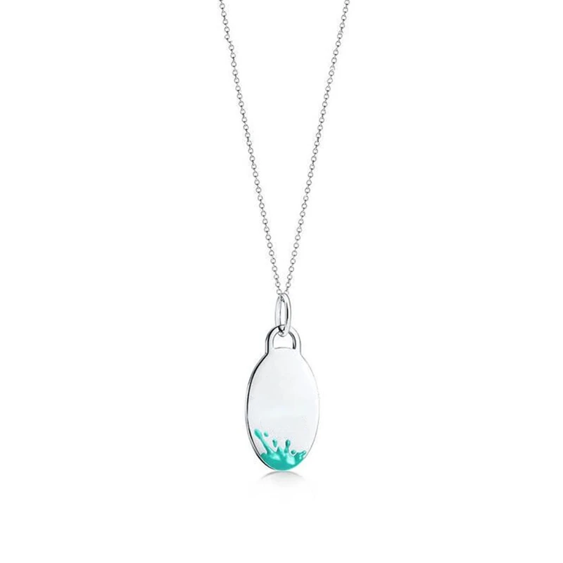 

Original 100% S925 Sterling Silver Spray Heart&Egg-Shape Pendant Necklace Women Logo High-End Jewelry WesternStyle