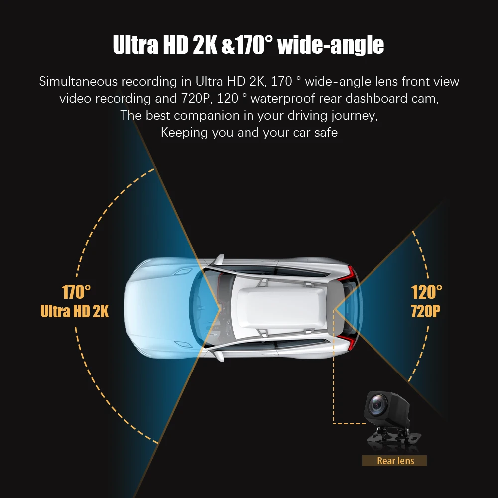 3 0 IPS экран UHD 2K Автомобильный видеорегистратор двойная камера H.265 чип HiSilicon с