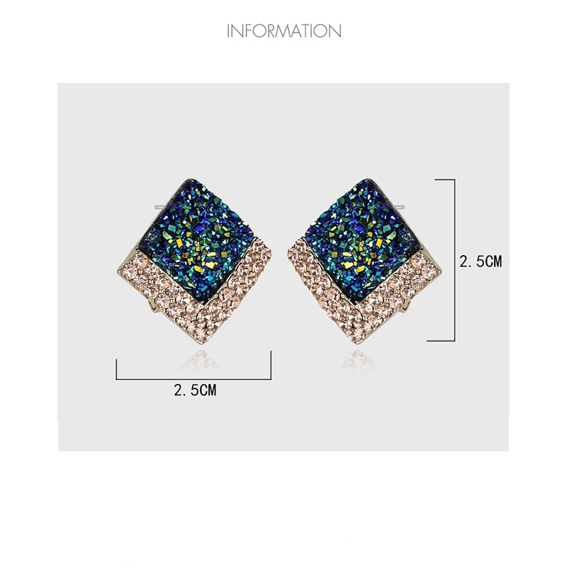 New Ear Jewelry For Women Fashion Rhinestone Rhombus Earrings Female All-match Square Crystal Ear Buckle Ear Clip Accessories