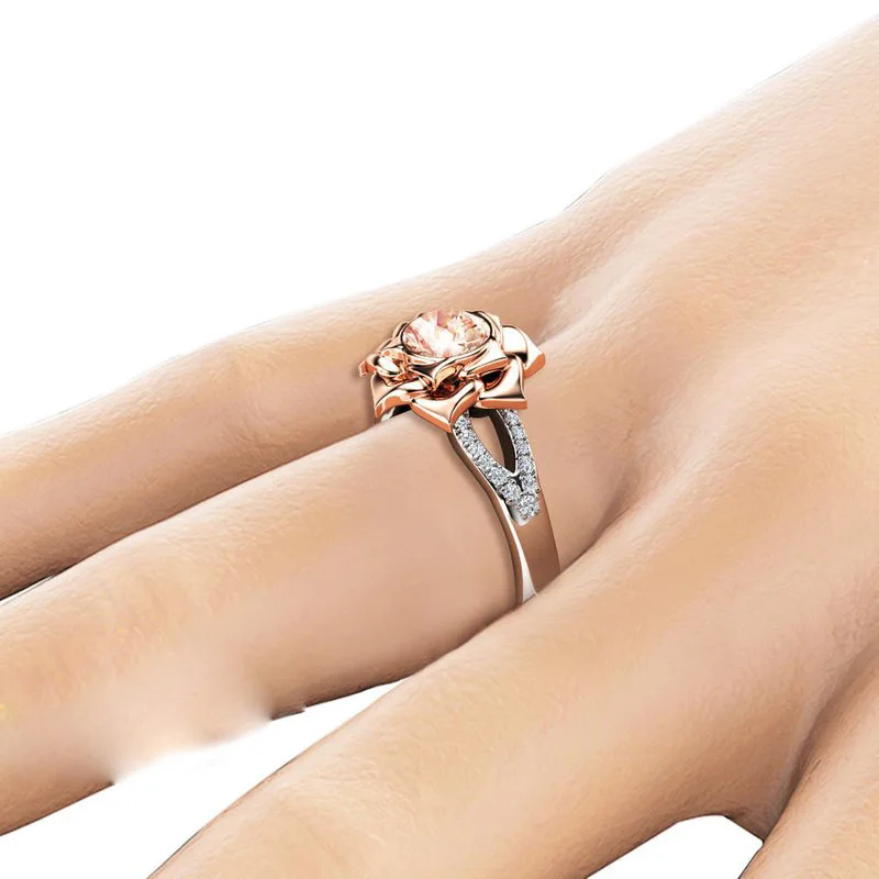 Женское Обручальное кольцо с цветком роскошное обручальное кристаллом цвета