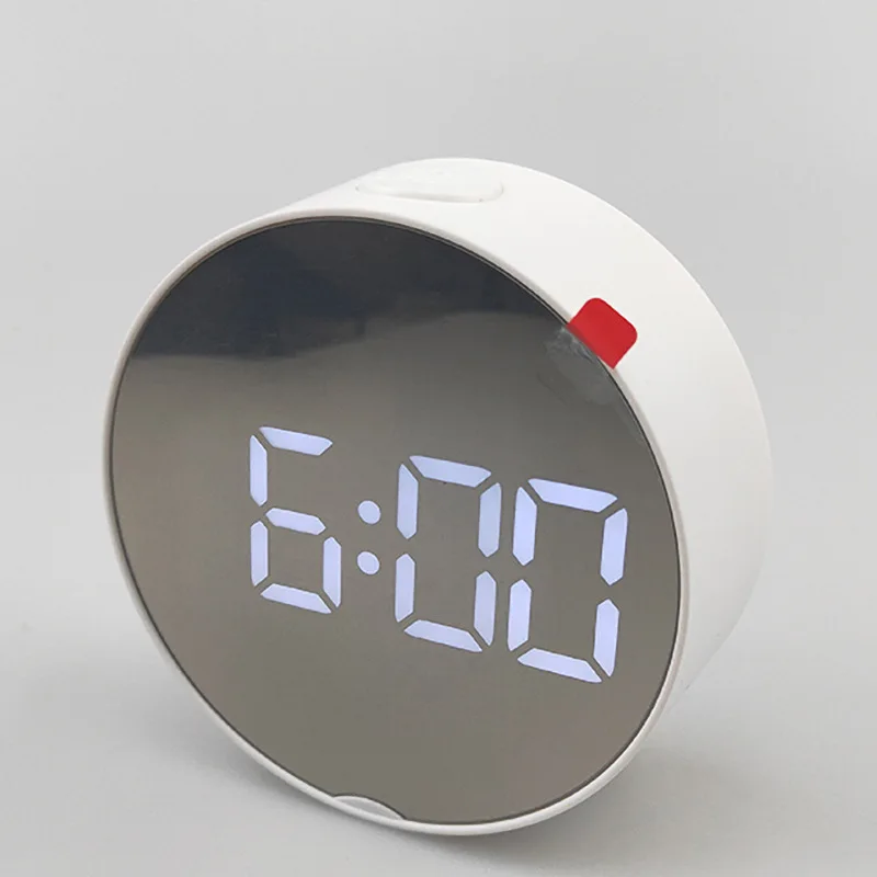 Round Multifunctional Electronic Clock Bedside Alarm LED Mirror Large Screen Digital Multicolor | Дом и сад