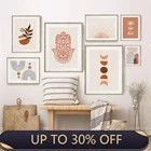 Абстрактная рука Фатимы Солнечный свет луна фаза постер в стиле бохо холст живопись Настенная печать картина для гостиной интерьер домашний декор