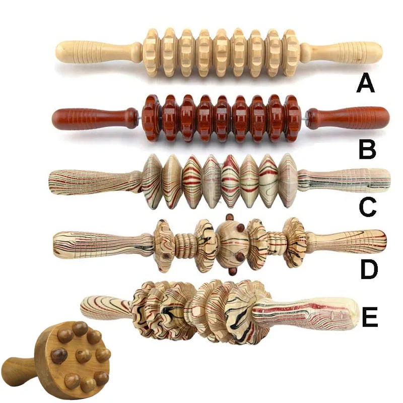 Деревянный ручной массажер для тела с 9 колесами 2 цвета|Массажные инструменты| |