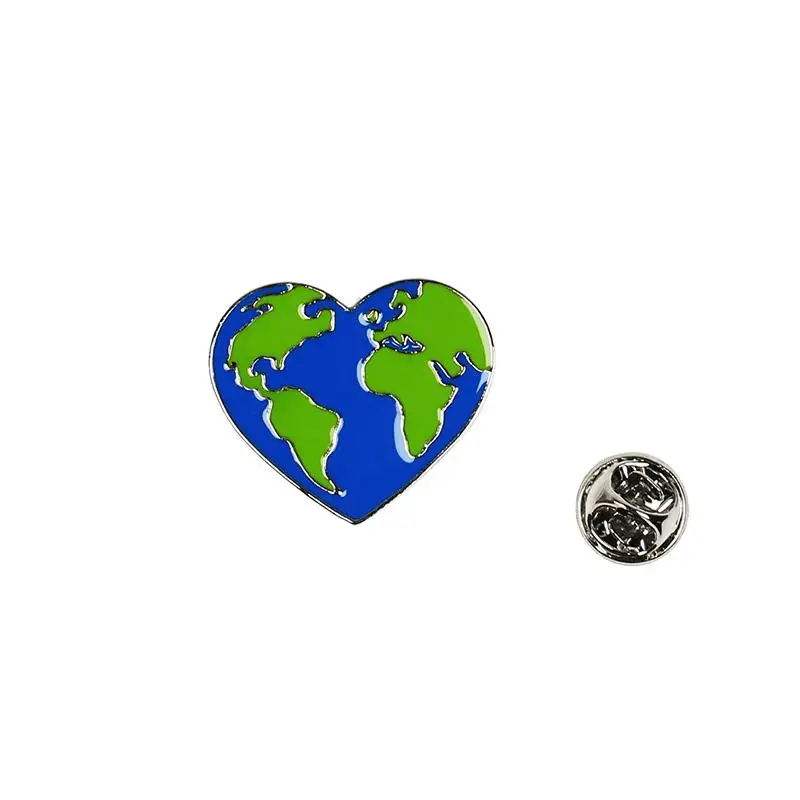 Брошь на лацкан в форме сердца органа с эмалью картой мира кофейной чашкой для